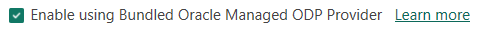 Screenshot of option to enable using bundled Oracle Managed ODP Provider in Power BI Desktop.